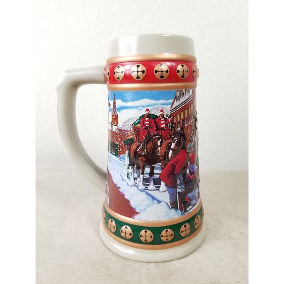 Budweiser Beer Stein Mug Hometown Holiday 1993 Handcrafted 7" Brazil Ceramarte - Picture 1 of 12